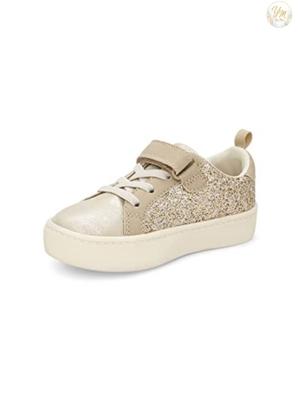 Toddler Girls Glittery Faux Lace-Up Hook & Loop Low Top Sneakers with Flexible
